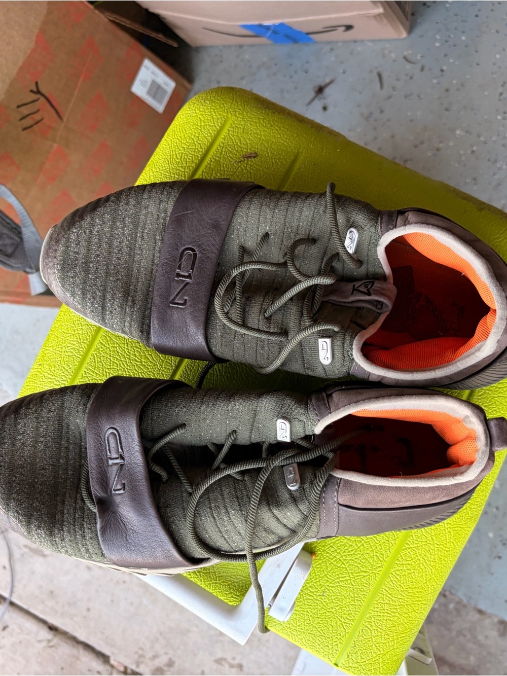 Under Armour Olive Green and Orange Athletic Sneakers